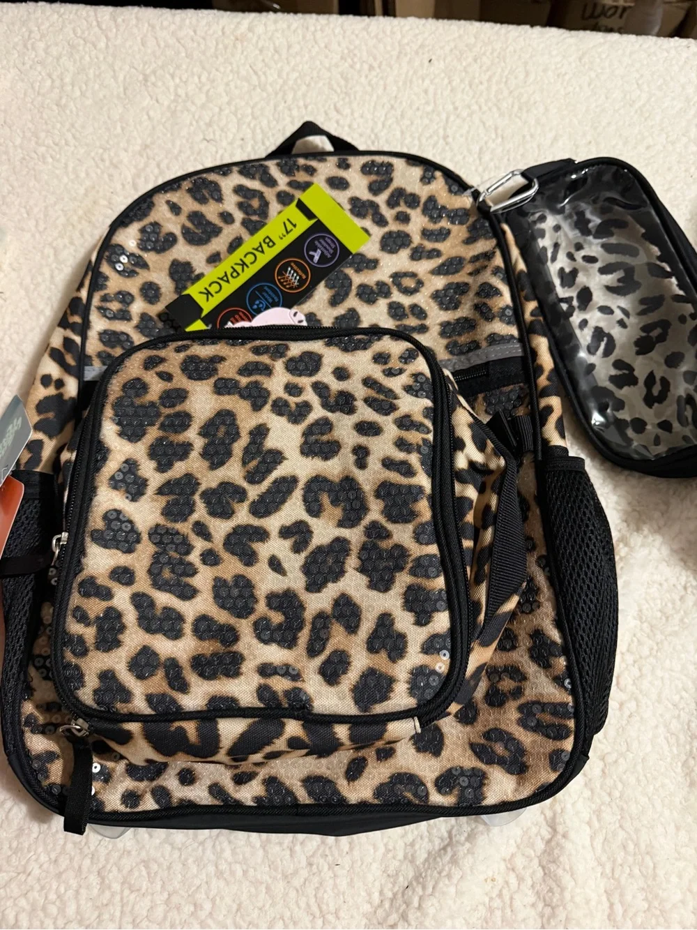 Wonderkids Leopard Print Backpack - Black & Tan
